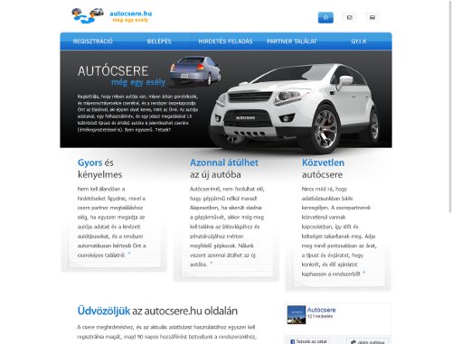 Autócsere - Egyedi elképzelés alapján készített autó cserével foglalkozó egyedi weboldal referencia